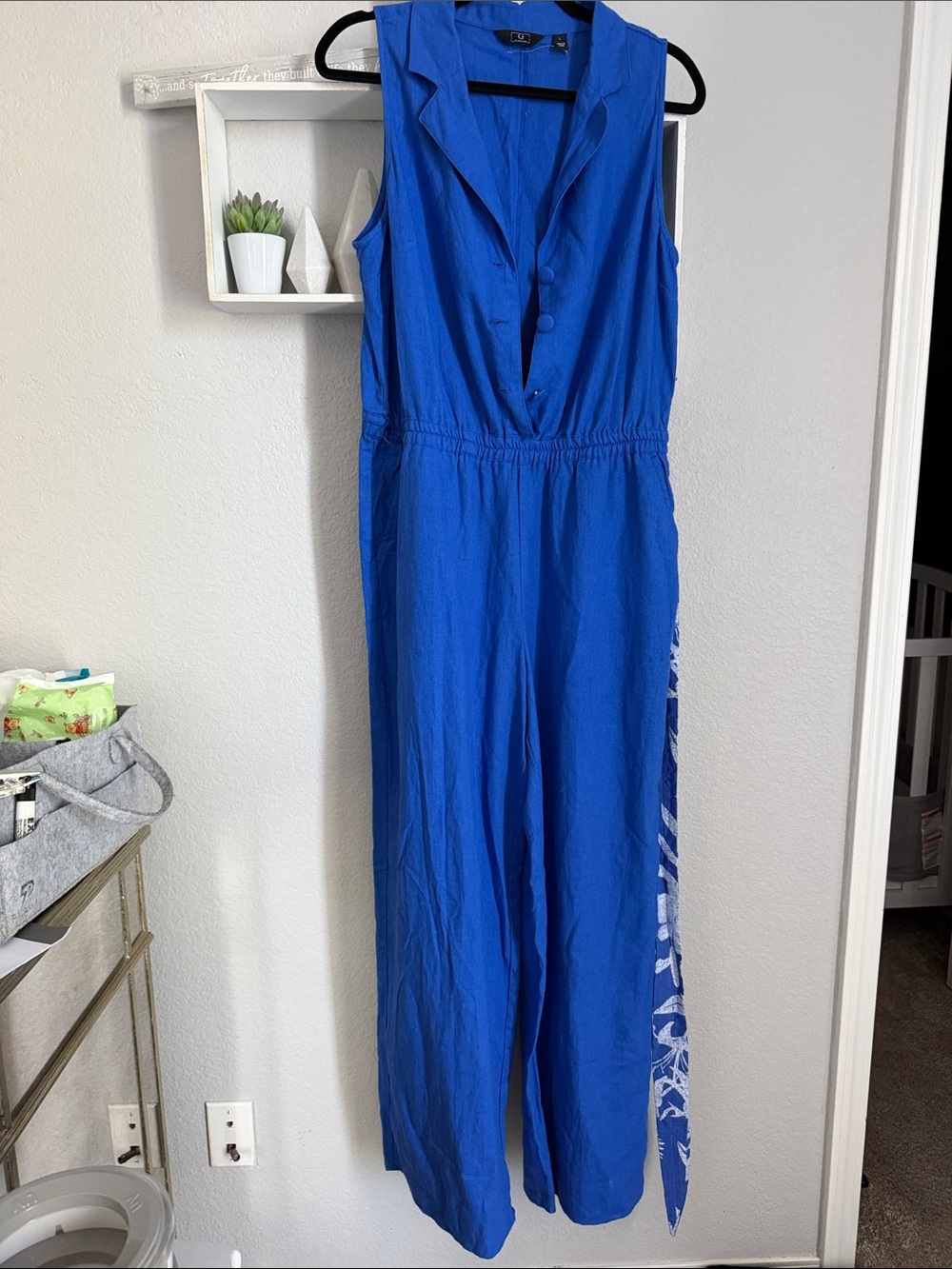 G by GUILIANA | Linen Blend Wide Leg Sleeveless Jumpsuit - SZ L - Picture 3 of 5